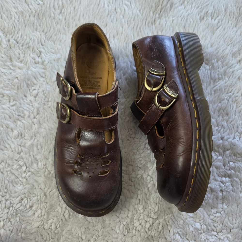 Y2K 90s Dr. Martens Doc Marten's Shoes Women's 8.5* (READ) Brown Buckle Leather